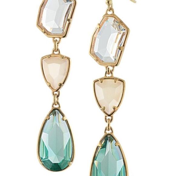 stella & dot ~βpippa stone earrings ~ green yellow cream - Picture 6 of 8